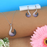 Silver Hook Shape Multi Color Cubic Zirconia Necklace